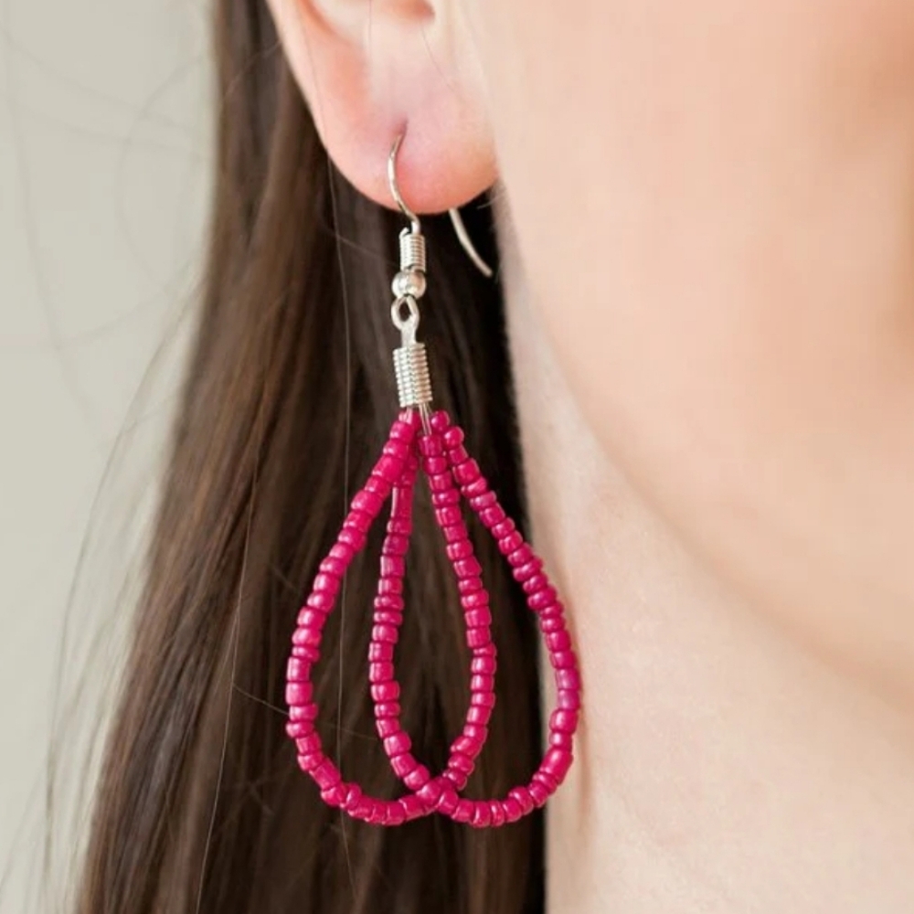 NWT Paparazzi Pink Beaded Statement Necklace & Earring Set - Picture 4 of 14